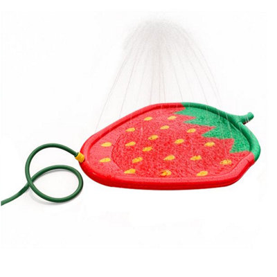 B&Q -  Strawberry Pet Sprinkler Splash Pool Summer Dog Water Play Mat Outdoor Cooling