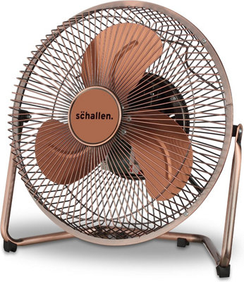Schallen 9" Metal High Velocity Cold Air Circulator Adjustable Floor Fan With 3 Speed SettingsCopper from B&Q