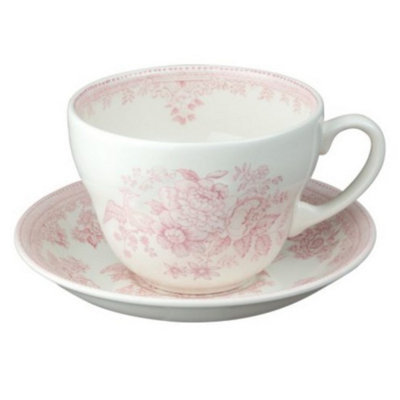 Breakfast Cup And Saucer: 1 X 425Ml Burleigh Pink Asiatic Pheasants Cup And SaucerCeramic from B&Q