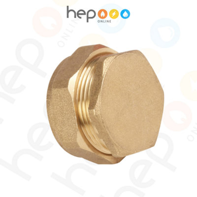 hep Online 42mm Brass Compression End Cap Stop End Wras Approved from B&Q