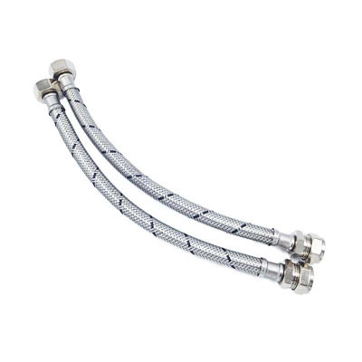 PEPTE Pair Of Flexible Hose Pipe Connectors Tails 1/2" X 15mm Compression 500mm Wras from B&Q