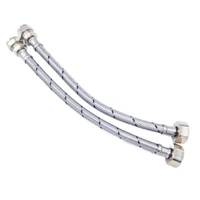 PEPTE Pair Of Flexible Hose Pipe Connectors Tails 3/4" X 15mm Compression 300mm Wras from B&Q