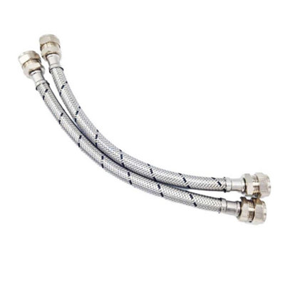 PEPTE Pair Of Flexible Hose Pipes Connectors Tails 15mm X 15mm Compression 300mm Wras from B&Q
