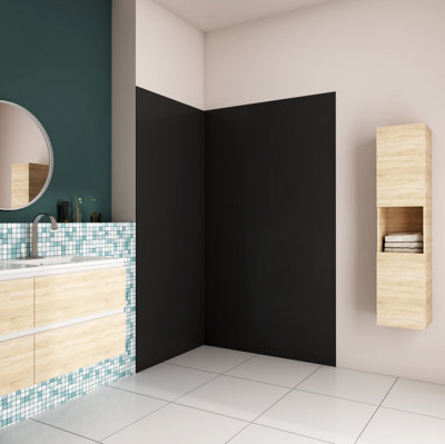 AVER-GROWTH 900X1200mm Bathroom Black Wall Panel Aluminum Shower Wall Panel Wet Wall Cladding from B&Q