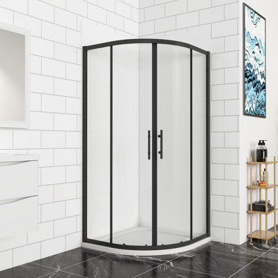 AVER-GROWTH 800X800X1850mm Matt Black Bathroom Quadrant Shower Enclosure Shower Screen Door Safety Glass from B&Q