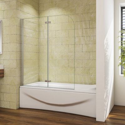 900X1400mm Sline Sanitary Over Bath Shower Screen Pivot Hinged 2 Fold Folding Shower Bath Screen Reversible Glass Panel from B&Q