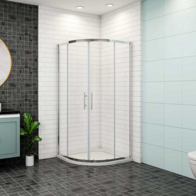 AVER-GROWTH Chrome 1000X1000X1850mm Shower Enclosure Quadrant Shower Door Shower Screen Toughened Safety Glass from B&Q