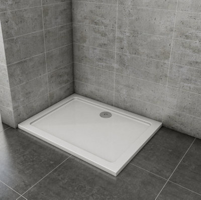 AVER-GROWTH 1400X700mm Rectangle Slimline Shower Enclosure Shower Stone Tray With Free Waste Trap from B&Q