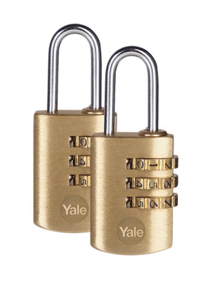 Yale Standard Security Brass Combination Padlock 22mm (Pack Of 2) from B&Q