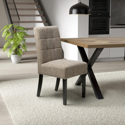 Moseley Dining Chair - Set of 2 - White Legs - Oatmeal Tweed Effect - Cream - Image 6