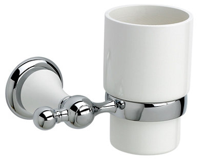 Cooke & Lewis Timeless Silver Chrome Effect Wall-Mounted Toothbrush Holder from B&Q