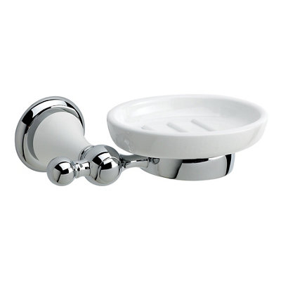 Cooke & Lewis Timeless Chrome Effect Ceramic & Zinc Alloy Soap Dish & Holder from B&Q