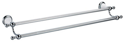 Cooke & Lewis Timeless Chrome Effect Ceramic Wall-Mounted Double Towel Rail (W)68.9Cm from B&Q