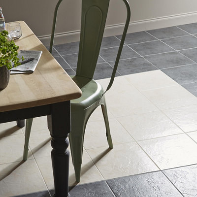 GoodHome Cirque Beige Matt Stone Effect Ceramic Indoor Floor TilePack Of 9(L)333mm (W)333mm from B&Q