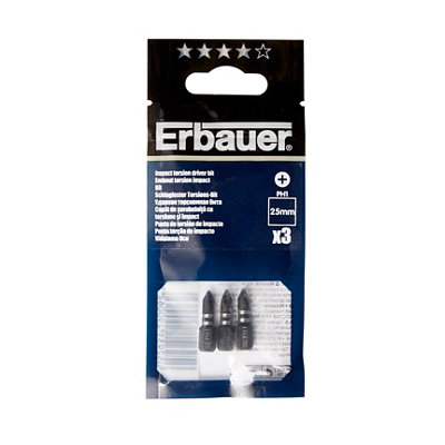 Erbauer Ph1 Impact Screwdriver Bits (L)25mmPack Of 3 from B&Q