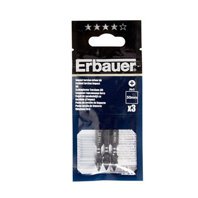 Erbauer Ph1 Impact Screwdriver Bits (L)50mmPack Of 3 from B&Q