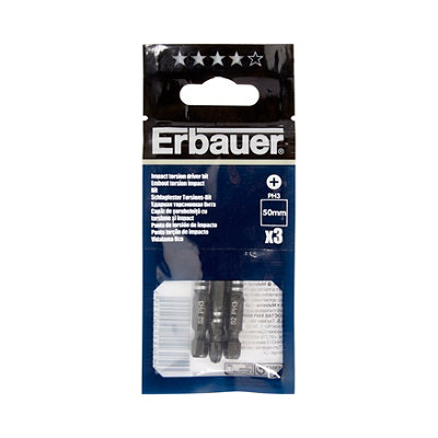 Erbauer Ph3 Impact Screwdriver Bits (L)50mmPack Of 3 from B&Q