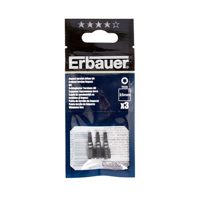 Erbauer Tx15 Impact Screwdriver Bits (L)25mmPack Of 3 from B&Q