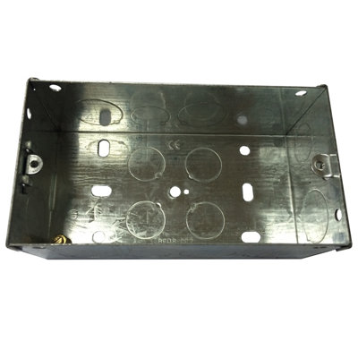 Metal 2-Gang 47mm Double Pattress Box from B&Q