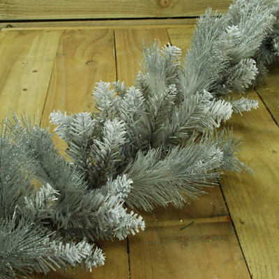 B&Q -  Christmas Silver Garland With Some Glitter Tips1.8 Meter (6.5 Ft)
