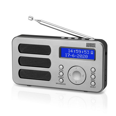 Rechargeable Portable Dab/dab+/fm RadioDual Alarm ClockRdsDrcPrune & Aux OutputAugust Mb225S from B&Q