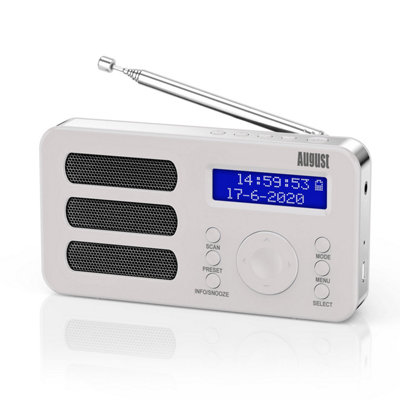Rechargeable Portable Dab/dab+/fm RadioDual Alarm ClockRdsDrcPrune & Aux OutputAugust Mb225W from B&Q