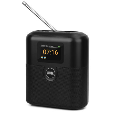 Bedside Dab/dab+/fm RadioDual Alarm ClockBluetooth SpeakerColour Lcd ScreenAux In/outRechargeable Battery- August Mb330B from B&Q