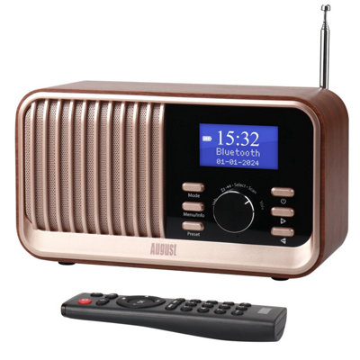 Rechargeable Dab/dab+/fm Radio- Dual Alarm Clock- Bluetooth Speaker- Usb & Micro Sd Mp3- Aux In/out- Remote Control- August Mb450B from B&Q