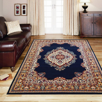 Melrose Colorama Traditional Design Navy Area Livingroom Rug 160/230Cm from B&Q