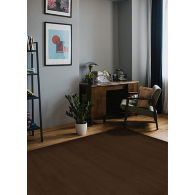Melrose Colorama Plain Chocolate Brown Small Indoor Area Rug 080/150Cm from B&Q