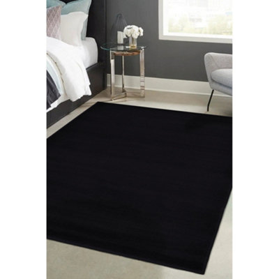 Melrose Colorama Plain Black Small Indoor Area Rug 080/150Cm from B&Q