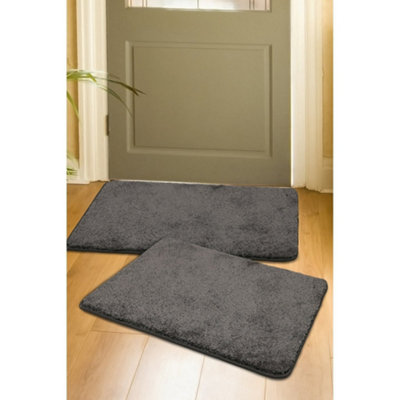 Melrose Relay Classic Mixed Fibres Charcoal Indoor Area Mats 050/080Cm 2-Pack