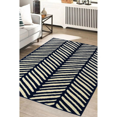 Melrose Colorama Herringbone Navy Small Indoor Area Rug 080/150Cm from B&Q