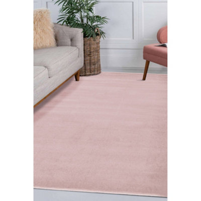 Melrose Colorama Plain Blush Pink Small Indoor Area Rug 080/150Cm from B&Q