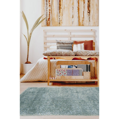 Melrose Laguna Super Soft Shaggy Duckegg Area Rug 160/230Cm from B&Q