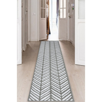 Melrose Colorama Herringbone Silver Grey Medium Indoor Area Runner Rug 060/180Cm from B&Q