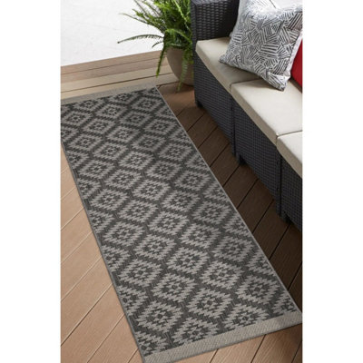 Melrose Eden Genesis Silver Indoor Outdoor Area Runner Rug 3mm Pile Height67/200Cm from B&Q
