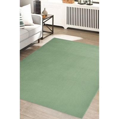 Melrose Colorama Plain Sage Green Medium Indoor Area Rug 120/170Cm from B&Q