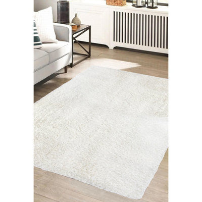 B&Q -  Super Soft Venus Shaggy Snuggly Plain Ivory Area Rug 080/150Cm