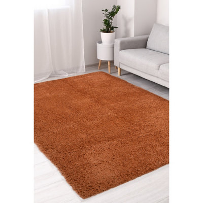 B&Q -  Super Soft Venus Shaggy Snuggly Plain Orange Large Area Rug 160/230Cm