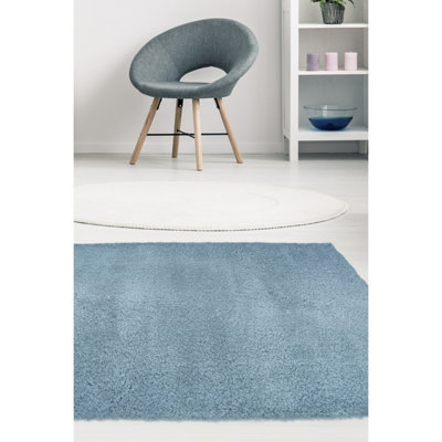 B&Q -  Super Soft Venus Shaggy Snuggly Plain Denim Area Rug 080/150Cm
