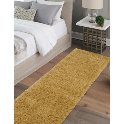 B&Q -  Super Soft Venus Shaggy Snuggly Plain Ochre Area Runner Rug 060/200Cm