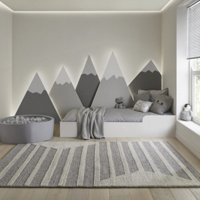 Melrose Geometric Hand Tufted New Zealand Wool Ladder Design Indoor Large Area Rug 160/230Cm from B&Q