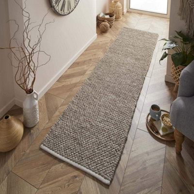 Melrose Hand Woven Taupe Sahara Wool Indoor Area Runner Rug 060/230Cm from B&Q