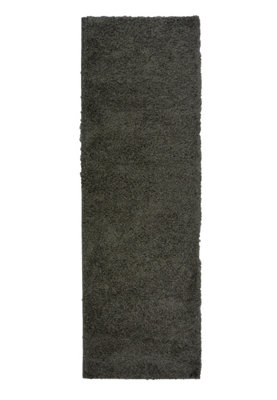 Melrose Venus Shaggy High Pile Anthracite Runner Rug 067/200Cm from B&Q