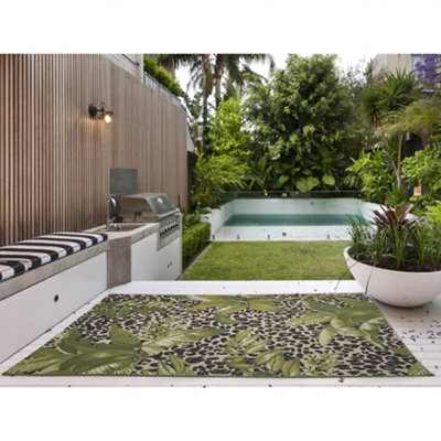 Melrose Modern Style Rugs Green Animal Print Non-Slip Indoor/outdoor Rug 200/285Cm from B&Q