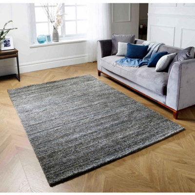 Melrose Vista Tufted Wool Grey Large Area Rug 160/230Cm from B&Q