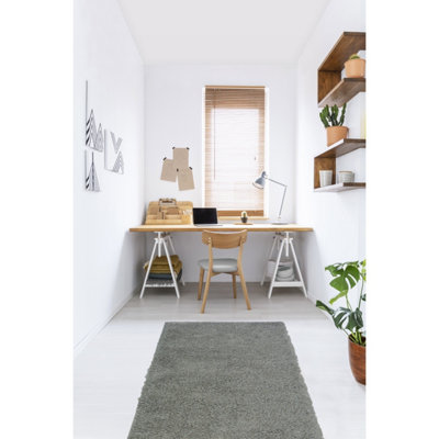 Melrose Venus Super Soft Silver Shaggy Area Runner Rug 067/200Cm from B&Q