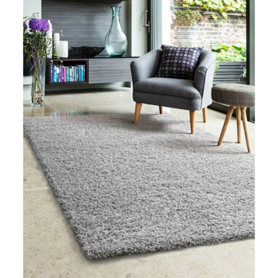 Melrose Venus Super Soft Silver Shaggy Area Rug 080/150Cm from B&Q