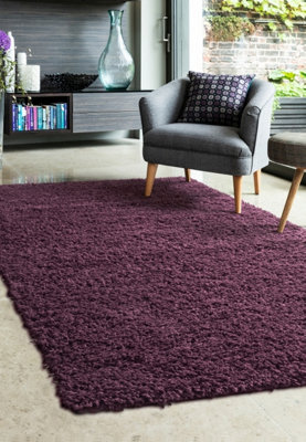 Melrose Venus Shaggy Plum High Pile Large Area Rug 160/230Cm from B&Q